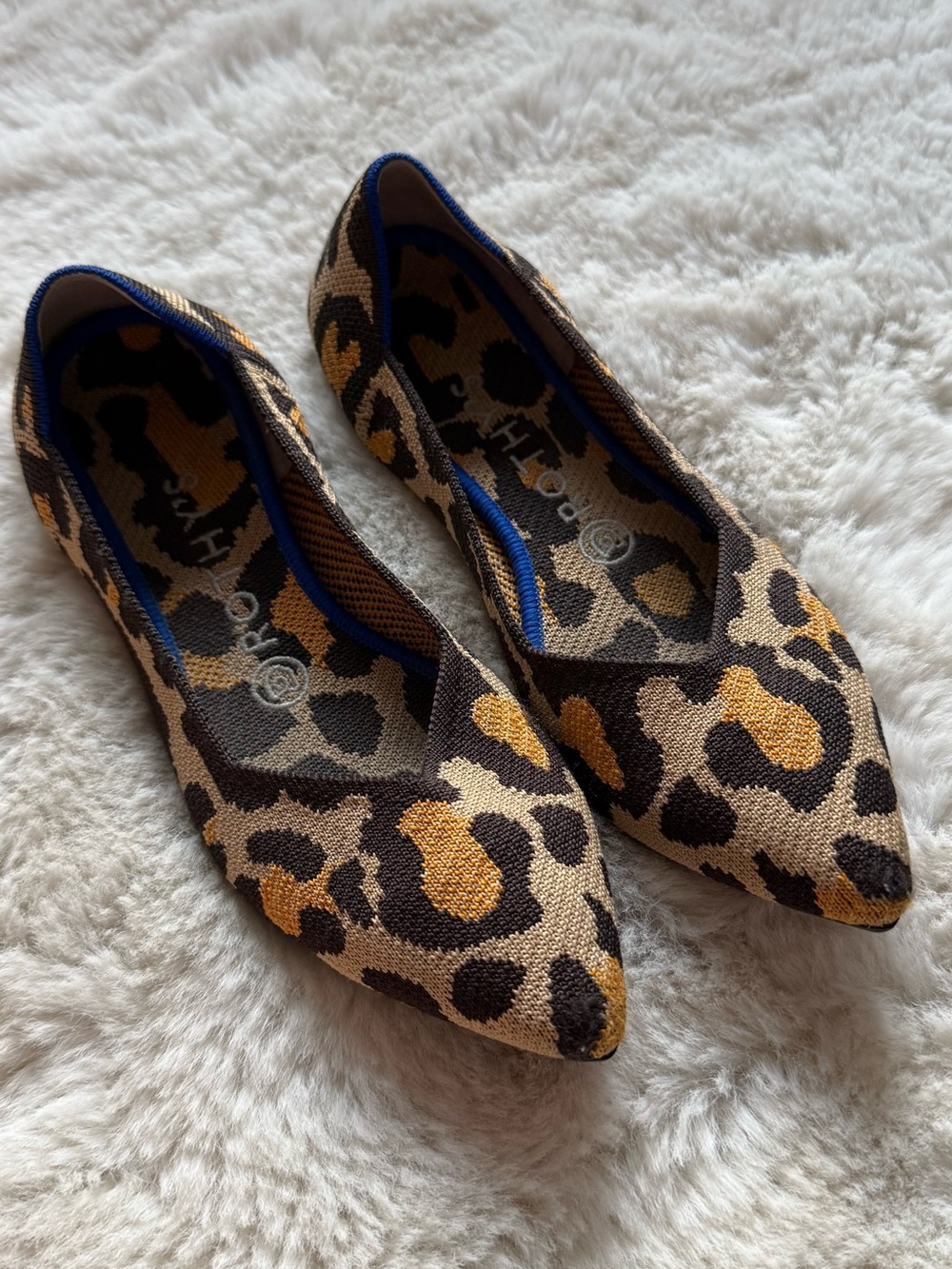 Rothy's The Point Ballet Flats Leopard Big Cat Size 8